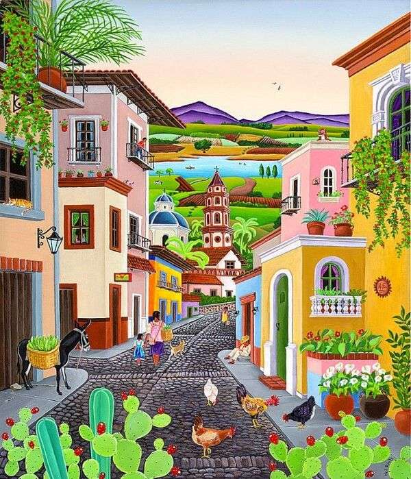 Eine schöne und bunte kleine Stadt in Mexiko #10 Online-Puzzle