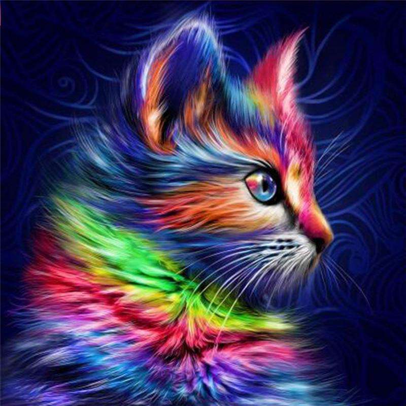 разноцветный котенок пазл онлайн