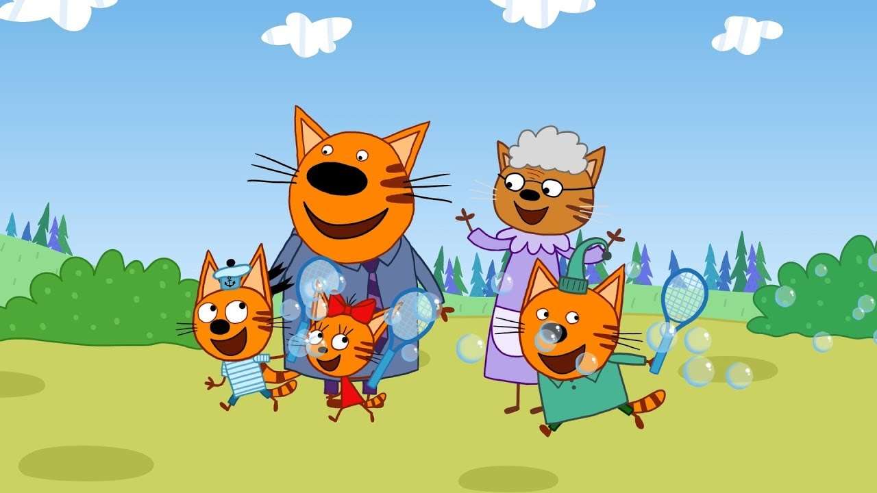 деца и котка онлайн пъзел