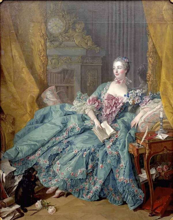 Френски костюм на мадам дьо Помпадур 1756г онлайн пъзел