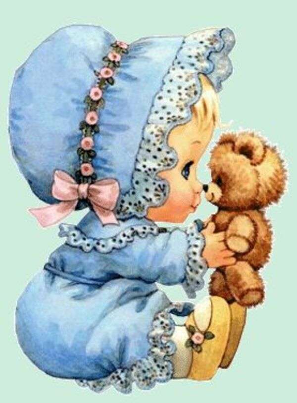 Petite fille avec son ours en peluche puzzle en ligne