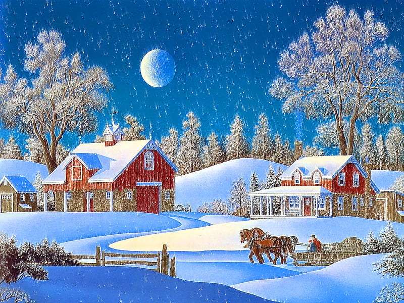 Snowy winter in the mountains jigsaw puzzle online
