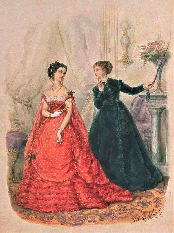 Жінки в 1867 році знаменитої моди онлайн пазл