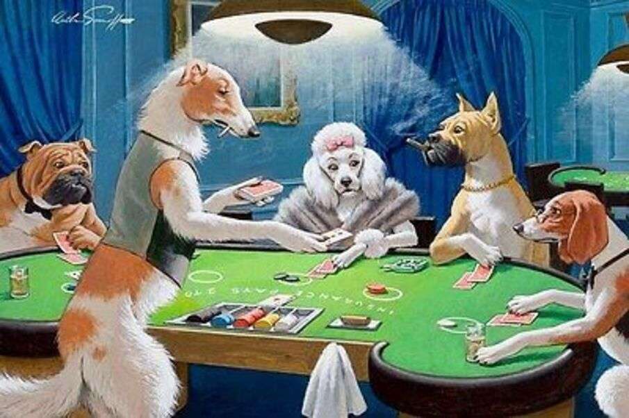 Hunde im Kasino, das Schürhaken #2 spielt Puzzlespiel online