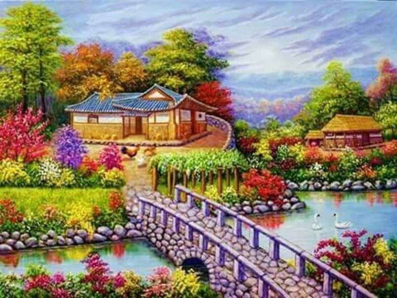 Krásné horské domy u řeky #6 online puzzle