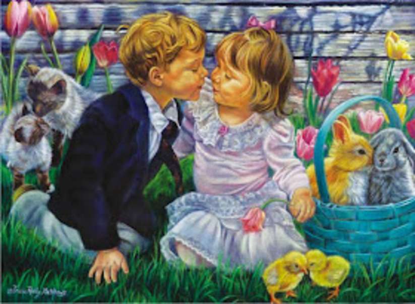 Two little boys kissing jigsaw puzzle online