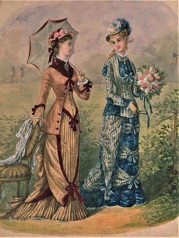 Damas con moda ilustre Año 1879 rompecabezas en línea