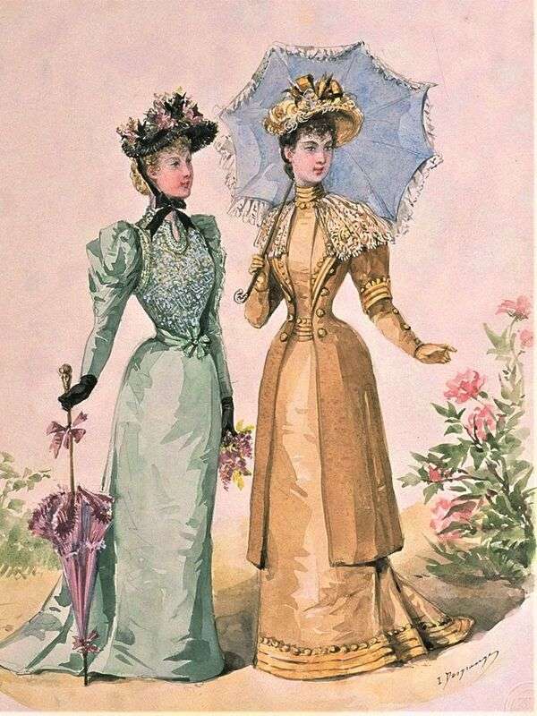 Damas con moda ilustre Año 1892 rompecabezas en línea