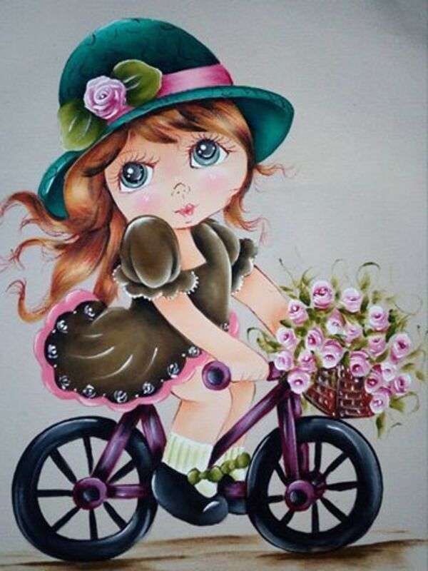 Peinture fille à vélo #4 puzzle en ligne