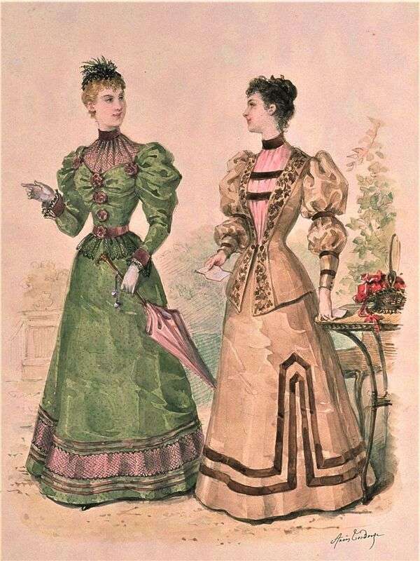 Damas con moda ilustre Año 1893 rompecabezas en línea