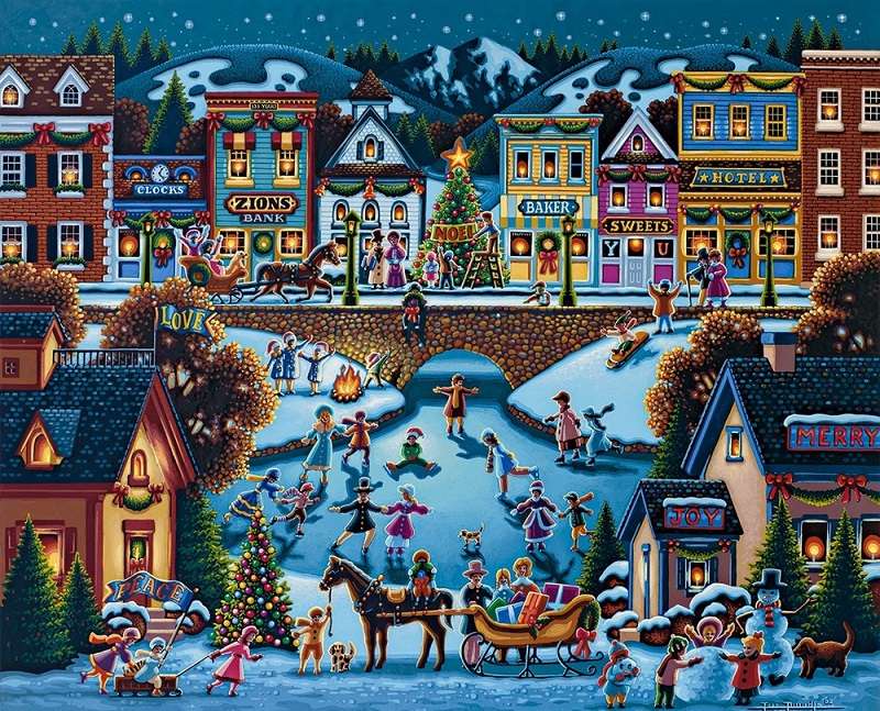 The town in winter jigsaw puzzle online