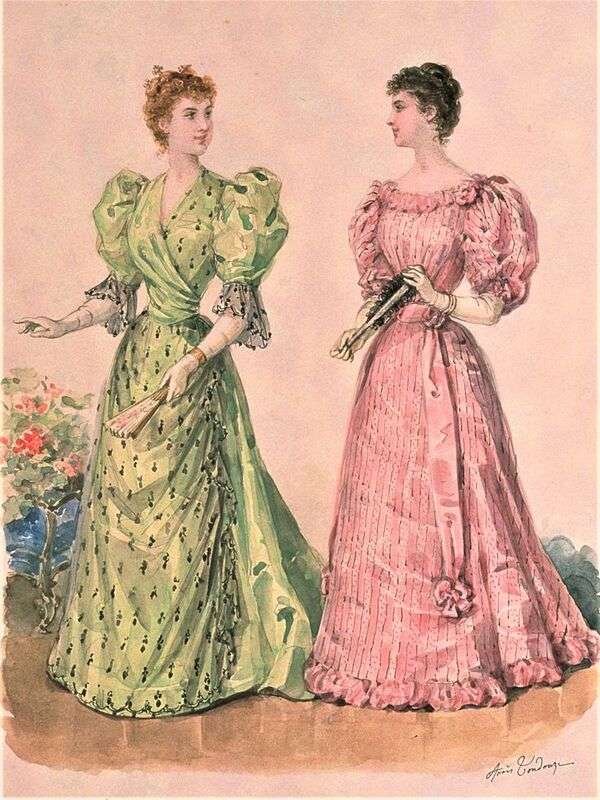 Damer i lysande mode år 1894 Pussel online