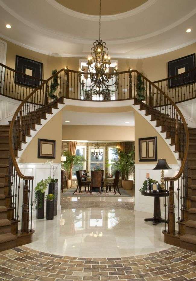 Villa y salón con escaleras. rompecabezas en línea