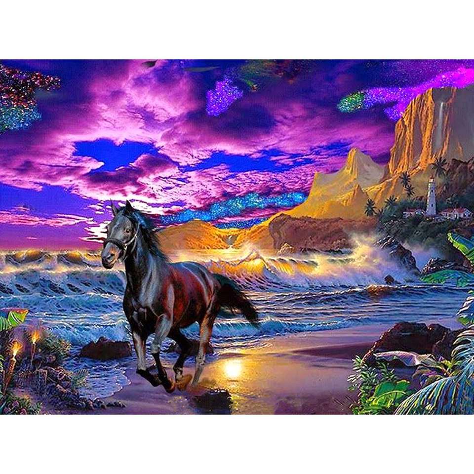 cavalo correndo na praia puzzle online