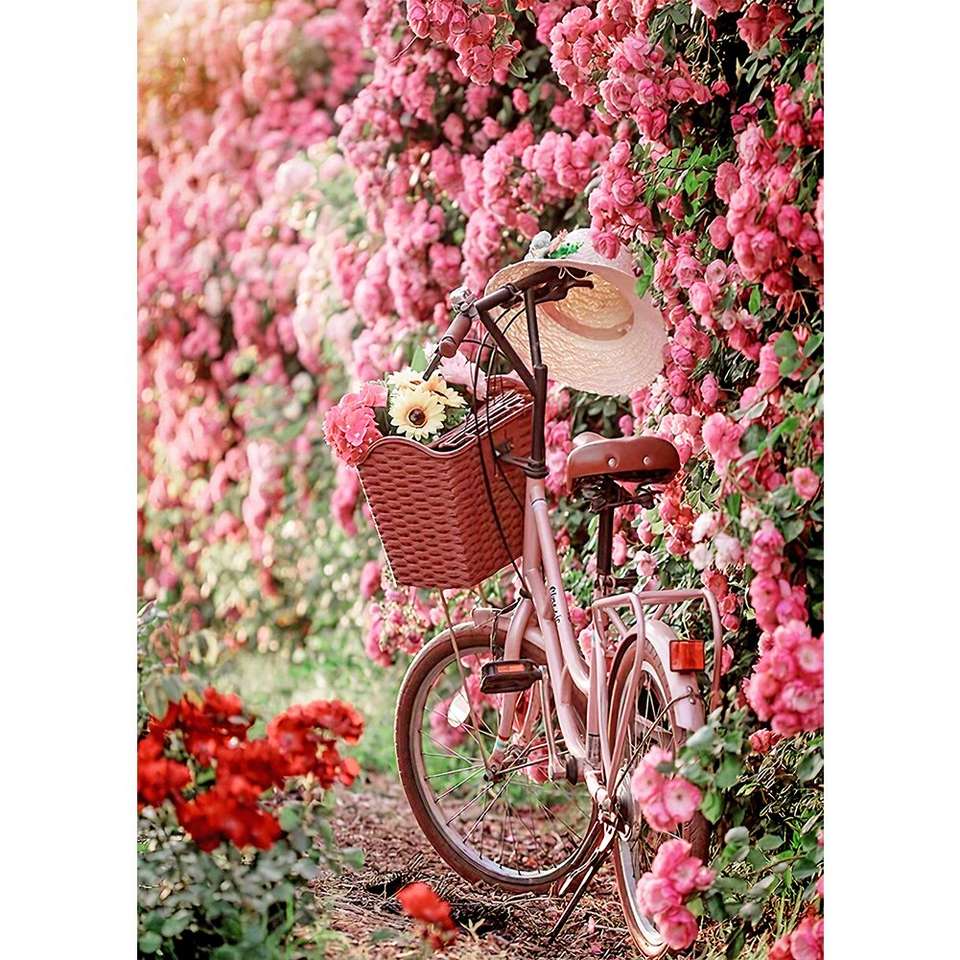 bicicleta entre flores rompecabezas en línea