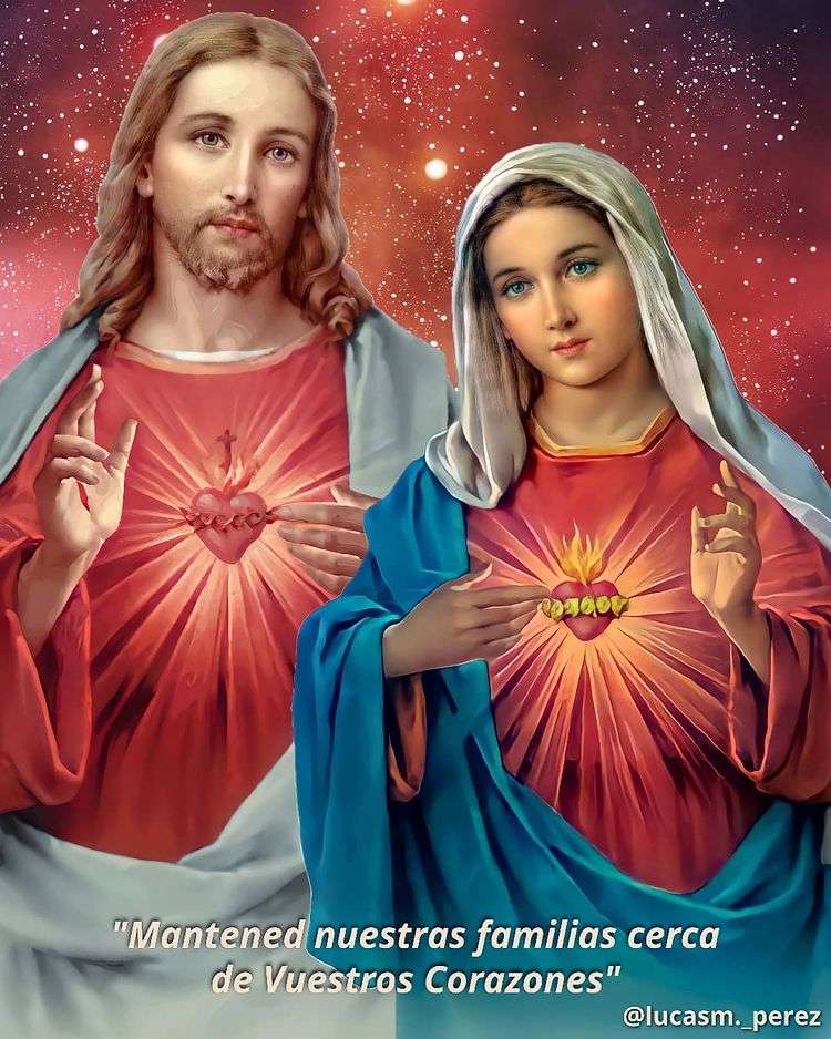 los sagrados corazones de Jesús y María rompecabezas en línea