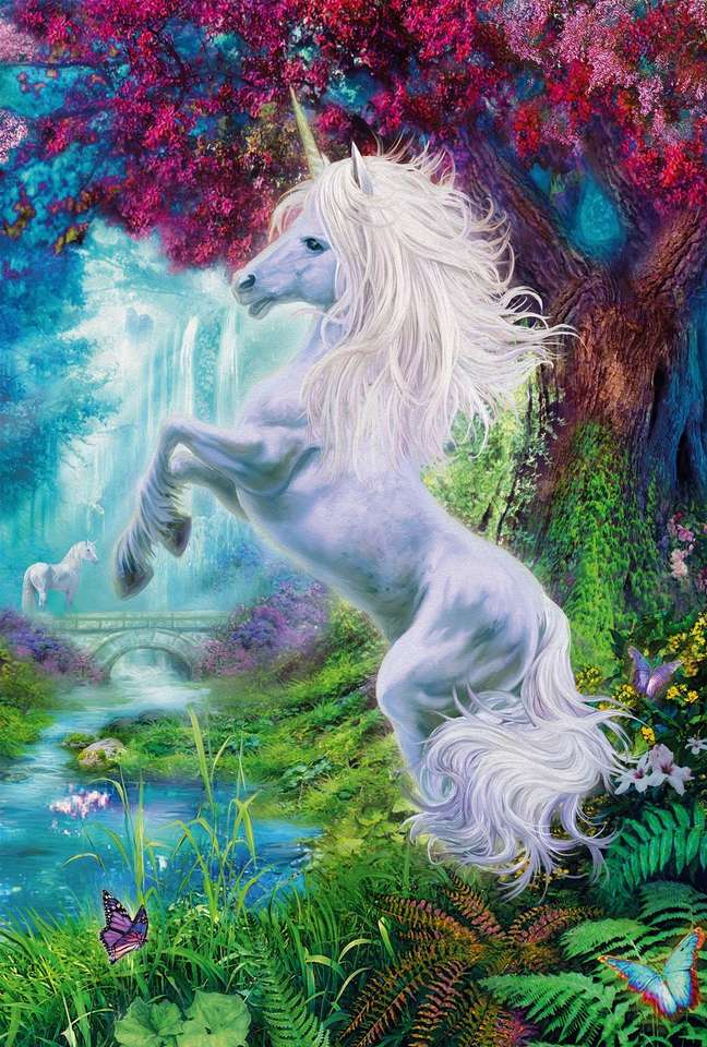 Un unicorn într-o lume magică. jigsaw puzzle online