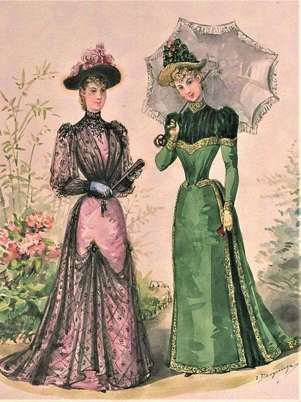 Damer i lysande mode år 1892 (2) Pussel online