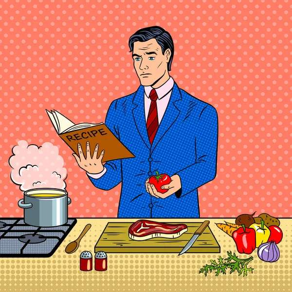 Uomo in giacca e cravatta che cucina puzzle online
