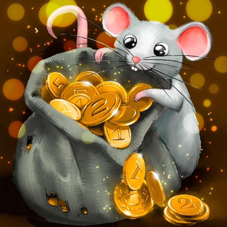 малка мишка с торба с монети онлайн пъзел