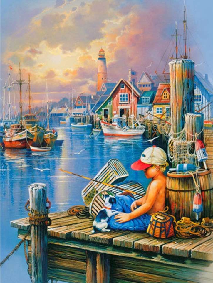 băiat pescuind puzzle online