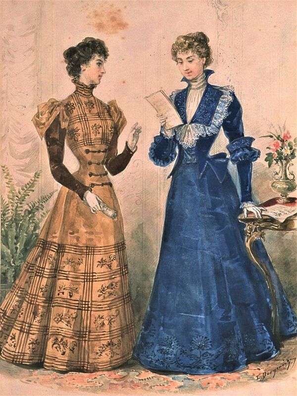 Damer i lysande mode år 1896 Pussel online