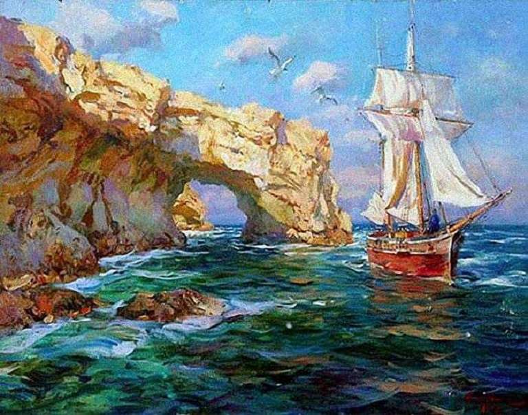 Marine: arch in the cliff - Sergei Sviridov online puzzle