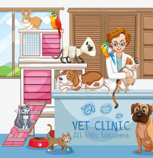 Doctora está con animalitos en la veterinaria #4 rompecabezas
