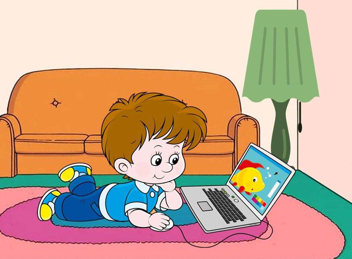 Момче с компютъра онлайн пъзел