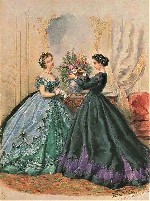 Hölgyek illusztris divatban, 1865. év kirakós online