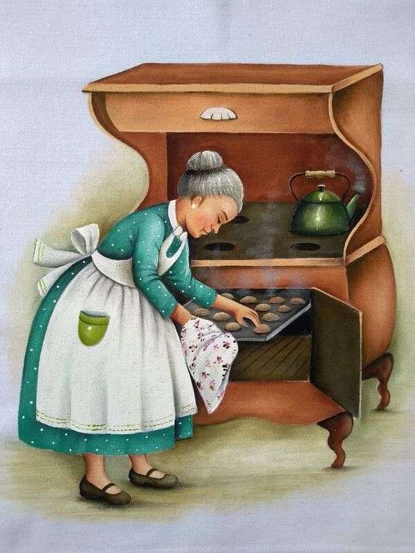 Señora preparando galletas rompecabezas en línea