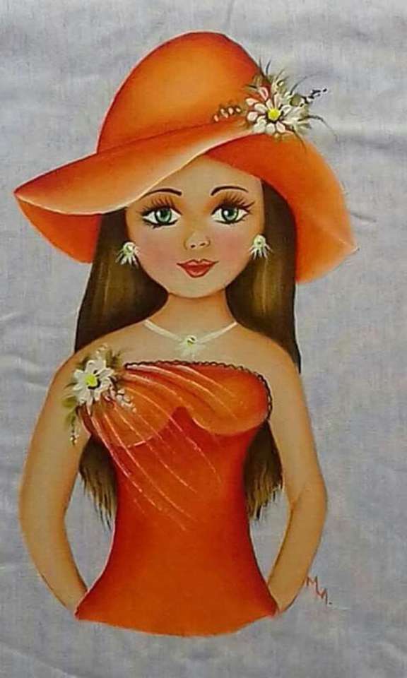 Blusa arancione sexy da ragazza Diva puzzle online
