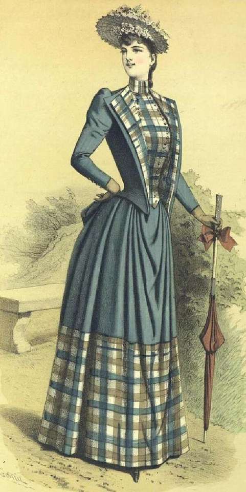 Senhora com ilustre moda francesa ano 1889 puzzle online