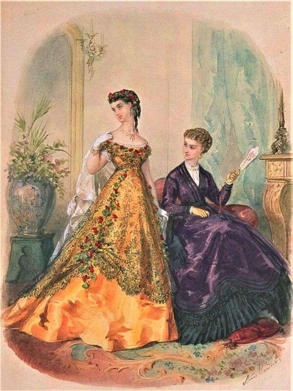 Damer i lysande mode år 1868 (2) Pussel online