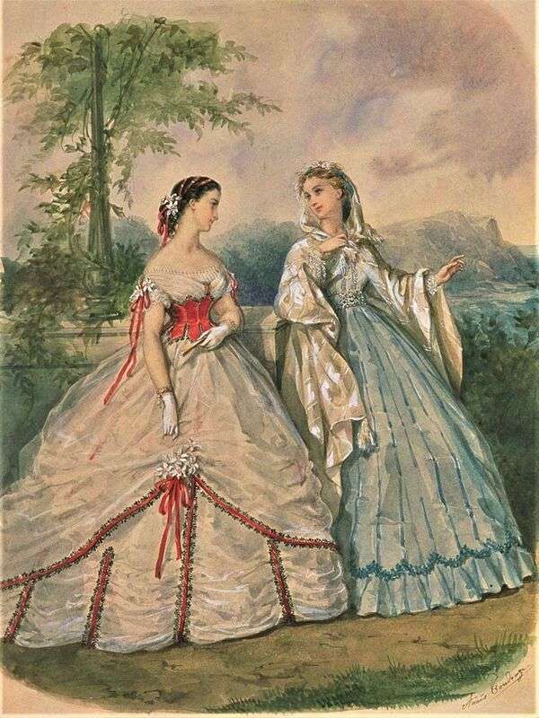 Hölgyek illusztris divatjában 1865 (2) online puzzle