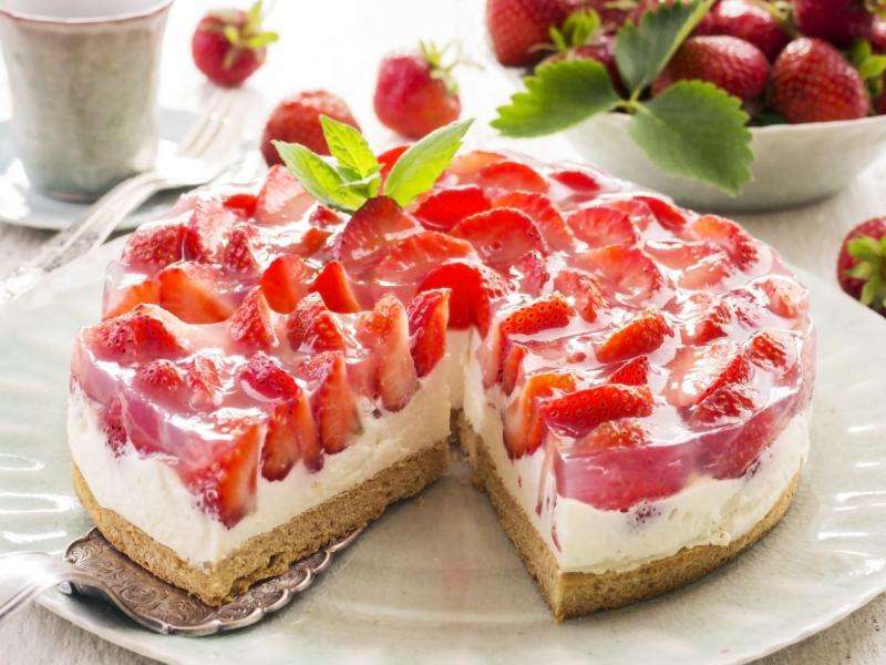 Cheesecake med jordgubbar Pussel online