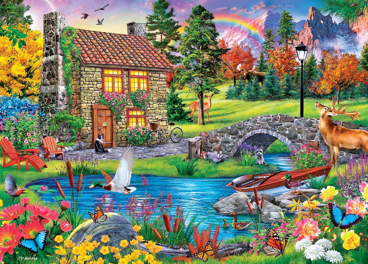 huis met regenboog op de achtergrond online puzzel