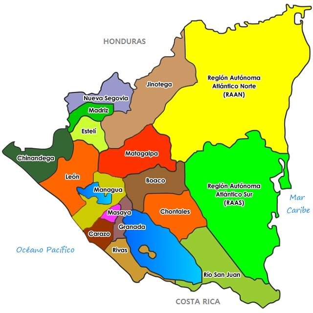 Karta Nicaragua pussel på nätet