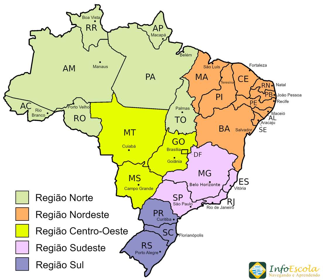 Περιφέρειες και πολιτείες της Βραζιλίας παζλ online