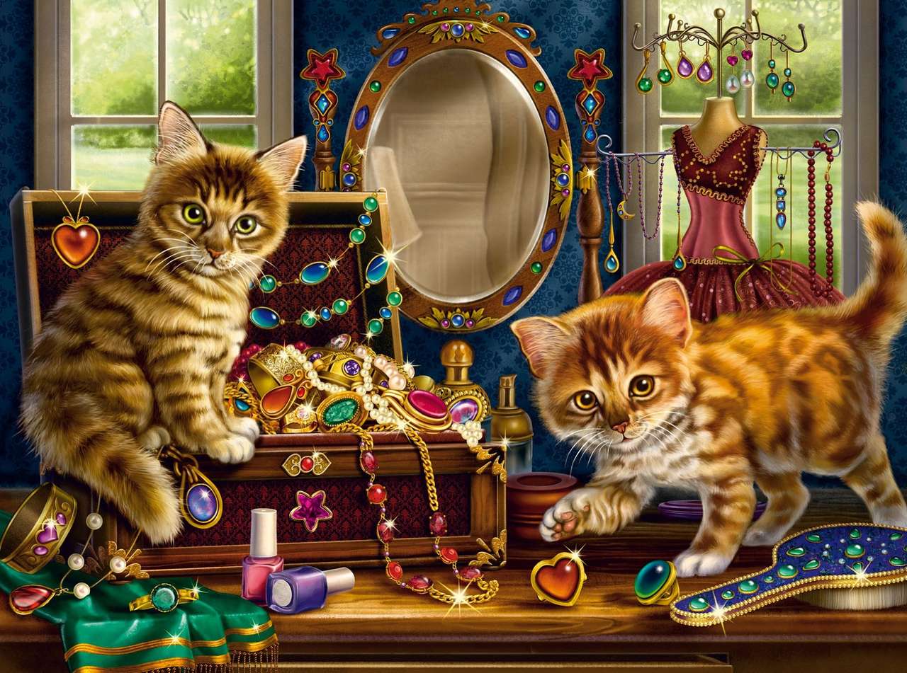 gatos brincando no banheiro quebra-cabeças online