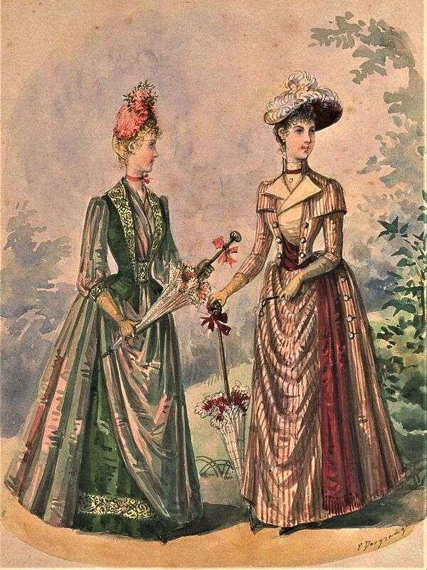 Damas con moda ilustre Año 1888 (1) rompecabezas en línea