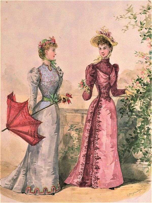 Senhoras no ano de moda ilustre de 1892 puzzle online