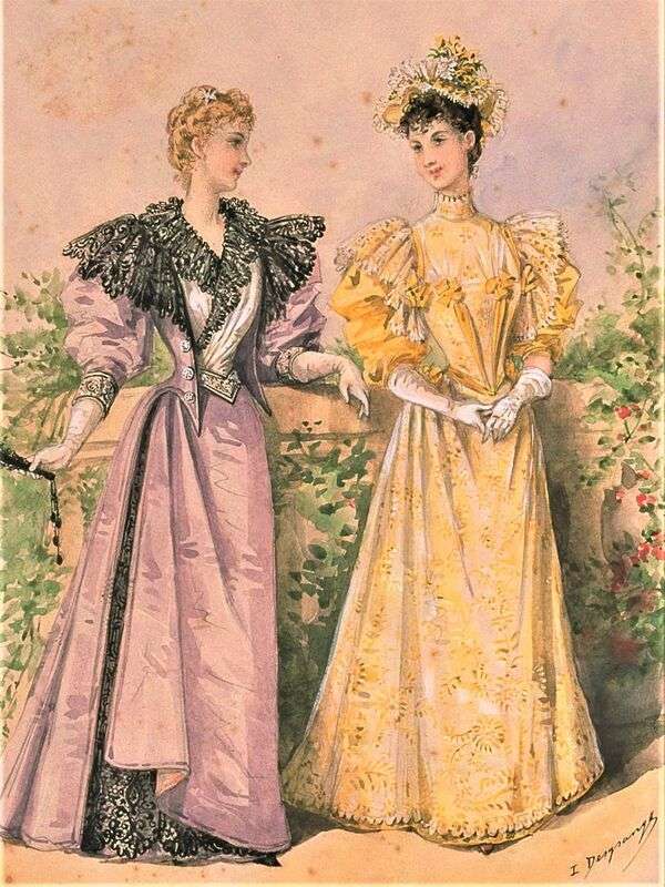 Damas con moda ilustre Año 1894 rompecabezas en línea