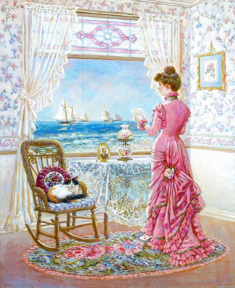 Living room with sapphire and turquoise sea view online puzzle