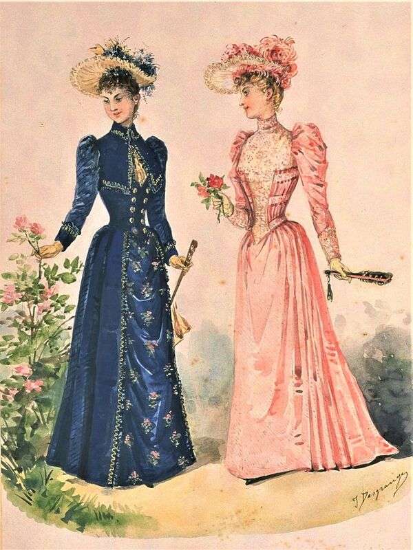 Damas con moda ilustre Año 1891 (2) rompecabezas en línea