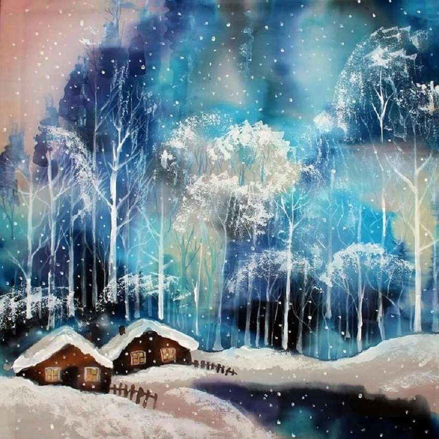 Shells in snowy forest by moonlight online puzzle