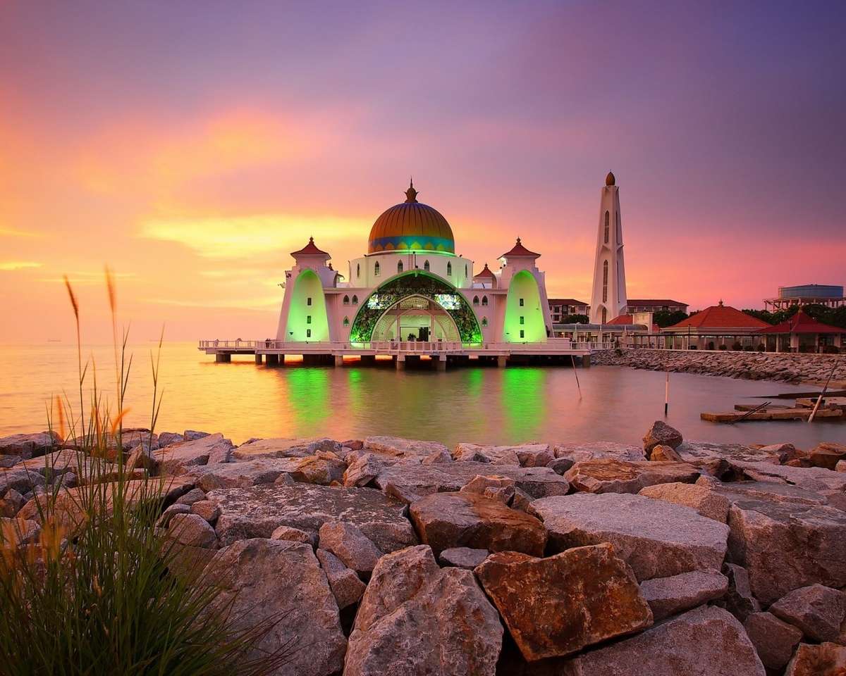 Île artificielle et mosquée en Malaisie puzzle en ligne