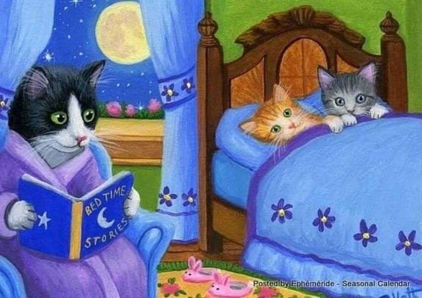 Γατάκια ξαπλωμένα στο κρεβάτι τους παζλ online