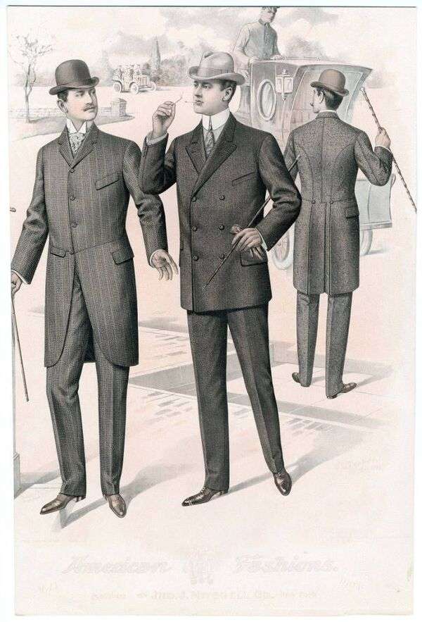 Uomini in costume dell'anno 1904 puzzle online