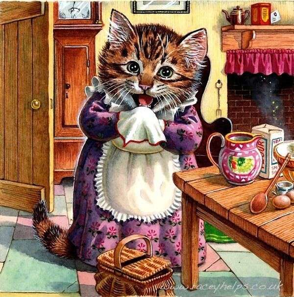 gattino divertente in cucina puzzle online